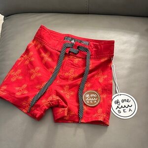 One Sea Kids Red Patterned Shorts